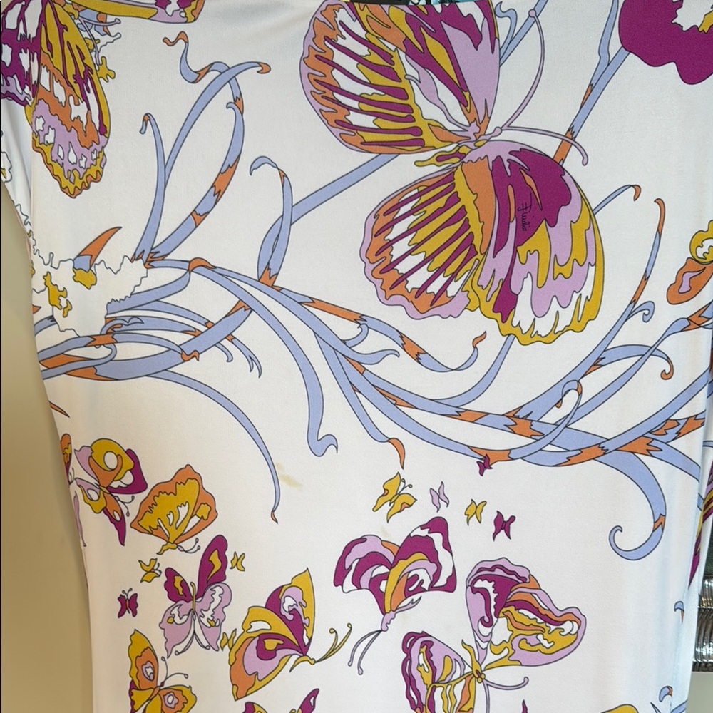 PUCCI Butterfly Print Dress in White and Purple - Picture 3 of 6